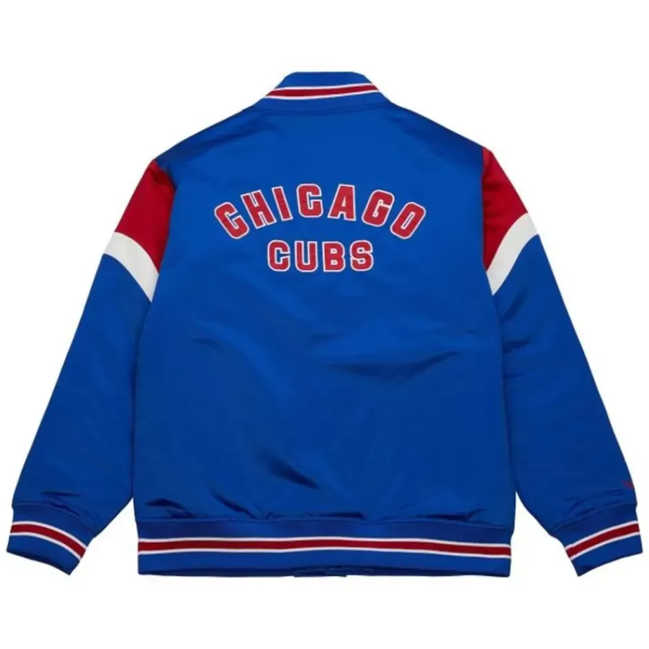 Men Mitchell & Ness Jackets & Outerwear-Heavyweight Satin Jacket Chicago Cubs