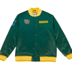 Men Mitchell & Ness Jackets & Outerwear-Heavyweight Satin Jacket Green Bay Packers