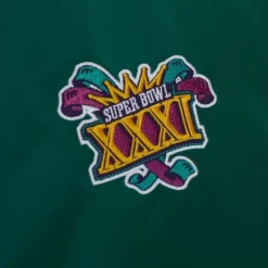 Men Mitchell & Ness Jackets & Outerwear-Heavyweight Satin Jacket Green Bay Packers