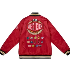 Men Mitchell & Ness Jackets & Outerwear-Heavyweight Satin Jacket Update All Star West