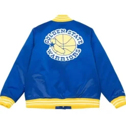 Men Mitchell & Ness Jackets & Outerwear-Heavyweight Satin Jacket Golden State Warriors