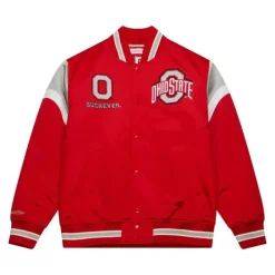 Men Mitchell & Ness Jackets & Outerwear-Heavyweight Satin Jacket Ohio State