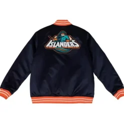 Men Mitchell & Ness Jackets & Outerwear-Heavyweight Satin Jacket New York Islanders