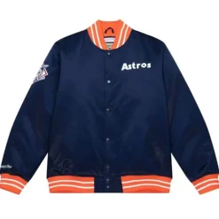 Men Mitchell & Ness Jackets & Outerwear-Heavyweight Satin Jacket Houston Astros