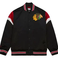 Men Mitchell & Ness Jackets & Outerwear-Heavyweight Satin Jacket Chicago Blackhawks