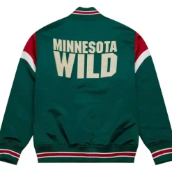 Men Mitchell & Ness Jackets & Outerwear-Heavyweight Satin Jacket Minnesota Wild