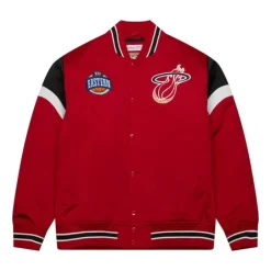 Men Mitchell & Ness Jackets & Outerwear-Heavyweight Satin Jacket Miami Heat