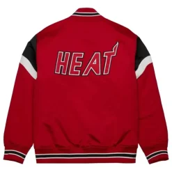 Men Mitchell & Ness Jackets & Outerwear-Heavyweight Satin Jacket Miami Heat