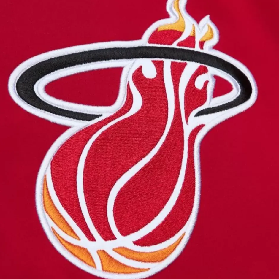 Men Mitchell & Ness Jackets & Outerwear-Heavyweight Satin Jacket Miami Heat