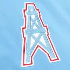 Men Mitchell & Ness Jackets & Outerwear-Heavyweight Satin Jacket Houston Oilers