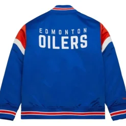 Men Mitchell & Ness Jackets & Outerwear-Heavyweight Satin Jacket Edmonton Oilers