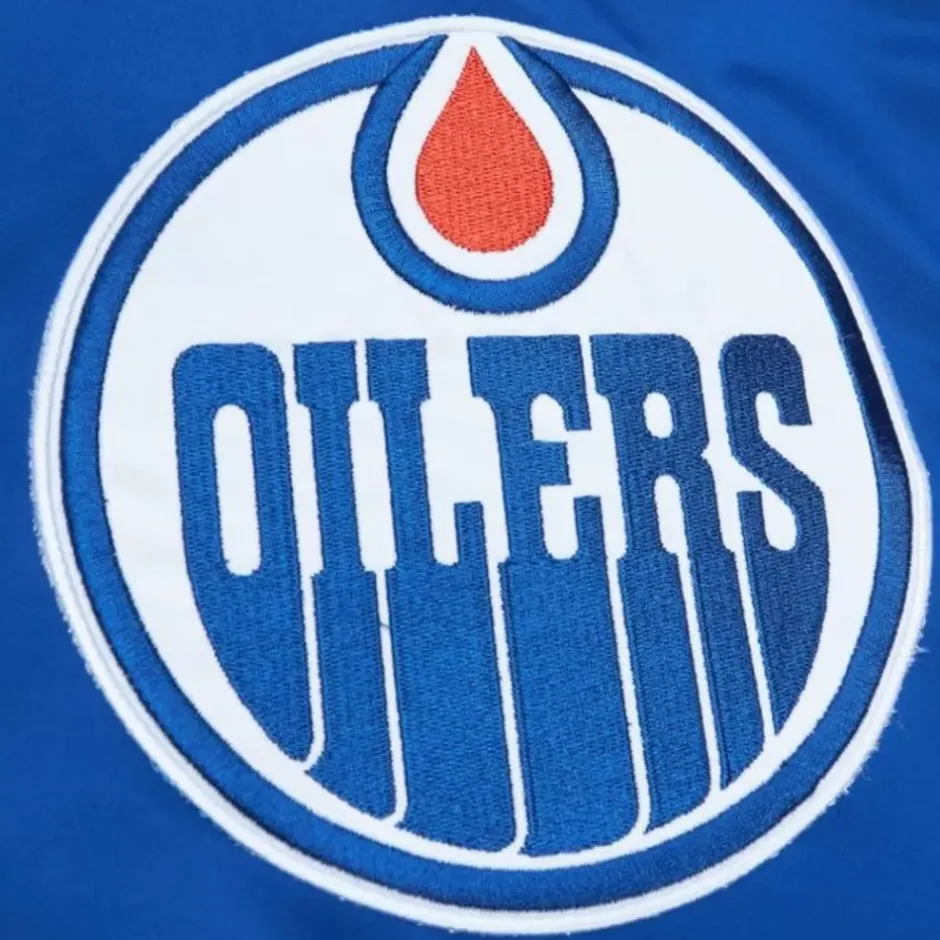 Men Mitchell & Ness Jackets & Outerwear-Heavyweight Satin Jacket Edmonton Oilers