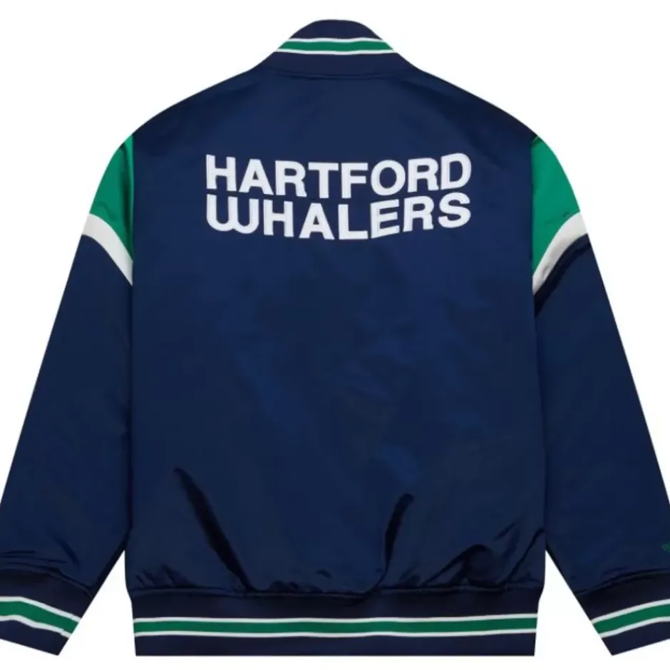Men Mitchell & Ness Jackets & Outerwear-Heavyweight Satin Jacket Hartford Whalers