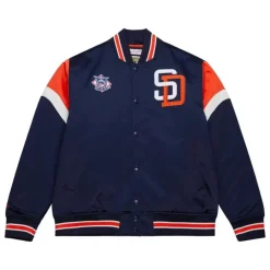 Men Mitchell & Ness Jackets & Outerwear-Heavyweight Satin Jacket San Diego Padres