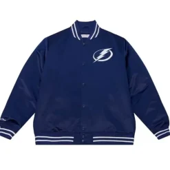 Men Mitchell & Ness Jackets & Outerwear-Heavyweight Satin Jacket Tampa Bay Lightning