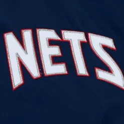 Men Mitchell & Ness Jackets & Outerwear-Heavyweight Satin Jacket New Jersey Nets