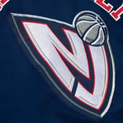 Men Mitchell & Ness Jackets & Outerwear-Heavyweight Satin Jacket New Jersey Nets