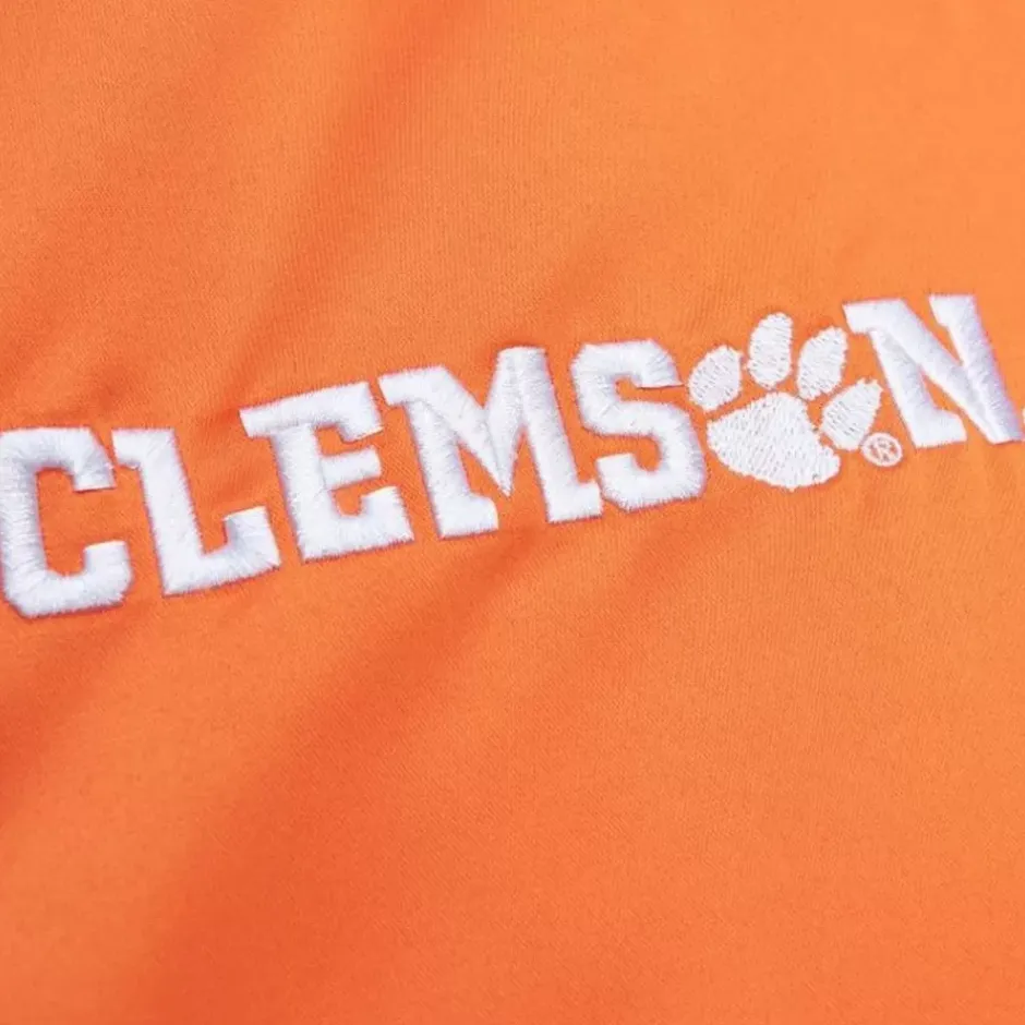Men Mitchell & Ness Jackets & Outerwear-Heavyweight Satin Jacket Clemson University