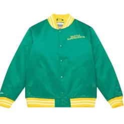 Men Mitchell & Ness Jackets & Outerwear-Heavyweight Satin Jacket Seattle Supersonics