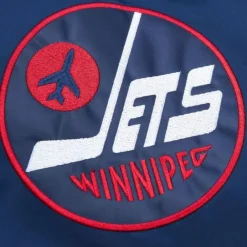 Men Mitchell & Ness Jackets & Outerwear-Heavyweight Satin Jacket Winnipeg Jets