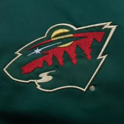 Men Mitchell & Ness Jackets & Outerwear-Heavyweight Satin Jacket Minnesota Wild