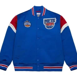 Men Mitchell & Ness Jackets & Outerwear-Heavyweight Satin Jacket New Jersey Nets