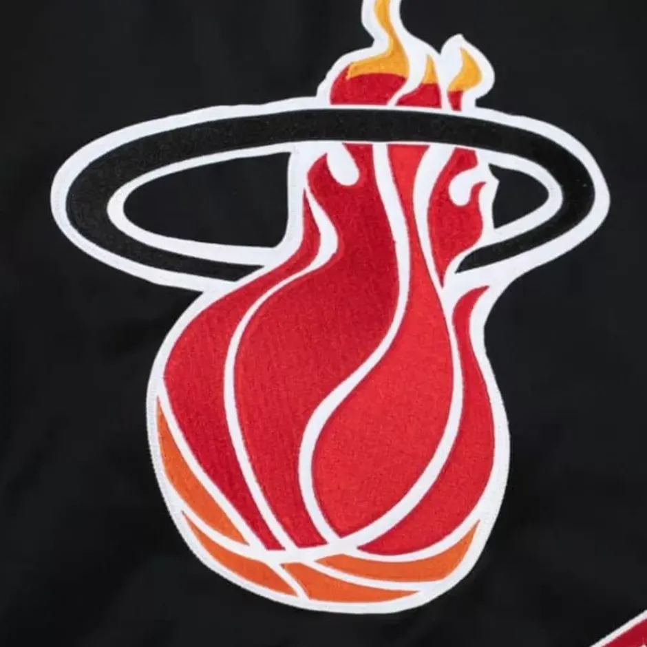 Men Mitchell & Ness Jackets & Outerwear-Heavyweight Satin Jacket Miami Heat