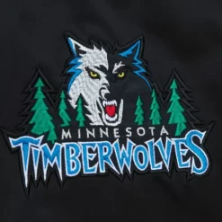 Men Mitchell & Ness Jackets & Outerwear-Heavyweight Satin Jacket Minnesota Timberwolves