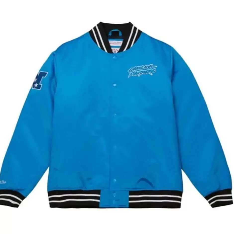 Men Mitchell & Ness Jackets & Outerwear-Heavyweight Satin Jacket Carolina Panthers