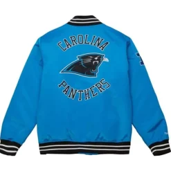 Men Mitchell & Ness Jackets & Outerwear-Heavyweight Satin Jacket Carolina Panthers