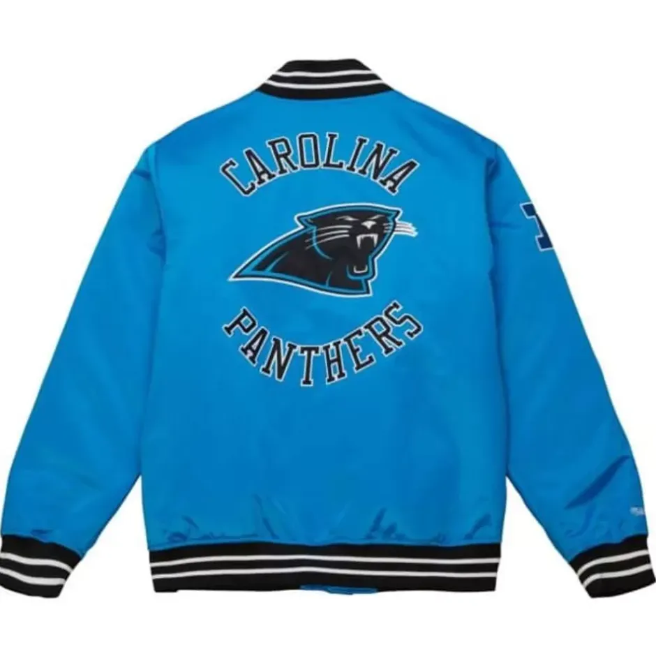 Men Mitchell & Ness Jackets & Outerwear-Heavyweight Satin Jacket Carolina Panthers