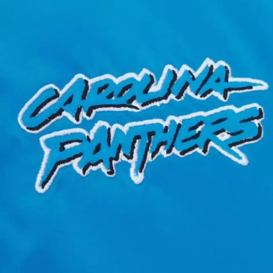 Men Mitchell & Ness Jackets & Outerwear-Heavyweight Satin Jacket Carolina Panthers