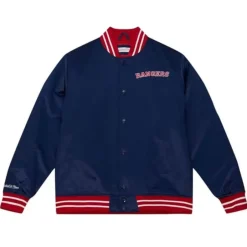 Men Mitchell & Ness Jackets & Outerwear-Heavyweight Satin Jacket New York Rangers