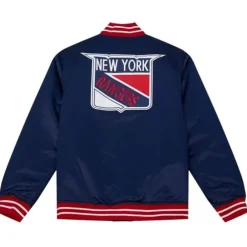 Men Mitchell & Ness Jackets & Outerwear-Heavyweight Satin Jacket New York Rangers