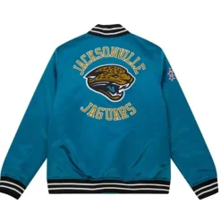 Men Mitchell & Ness Jackets & Outerwear-Heavyweight Satin Jacket Jacksonville Jaguars