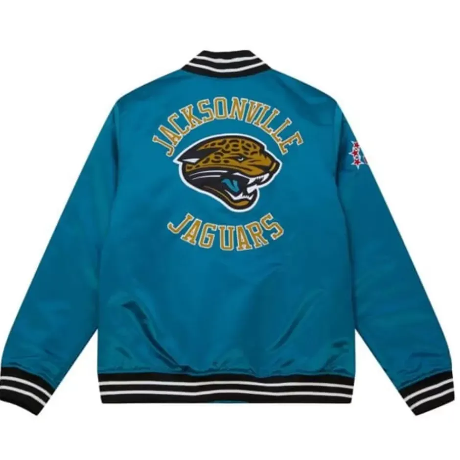 Men Mitchell & Ness Jackets & Outerwear-Heavyweight Satin Jacket Jacksonville Jaguars