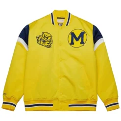 Men Mitchell & Ness Jackets & Outerwear-Heavyweight Satin Jacket University Of Michigan