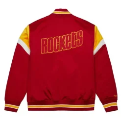 Men Mitchell & Ness Jackets & Outerwear-Heavyweight Satin Jacket Houston Rockets