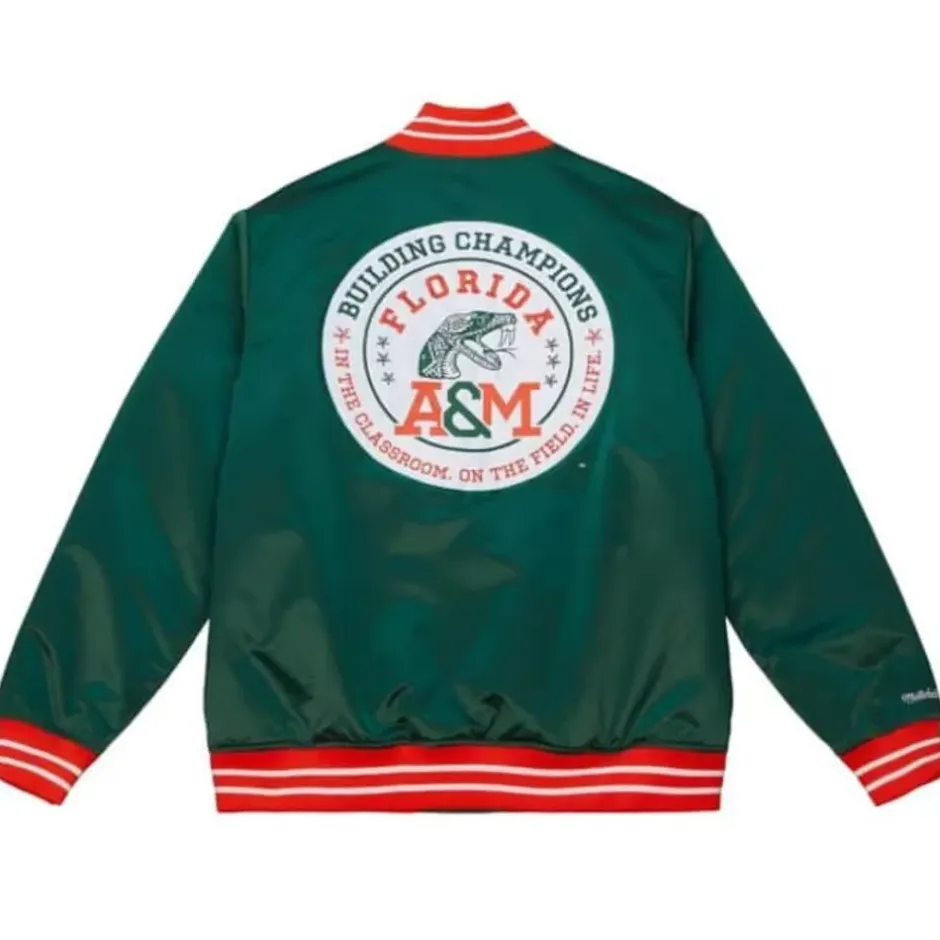 Men Mitchell & Ness Jackets & Outerwear-Heavyweight Satin Jacket Florida A&M University