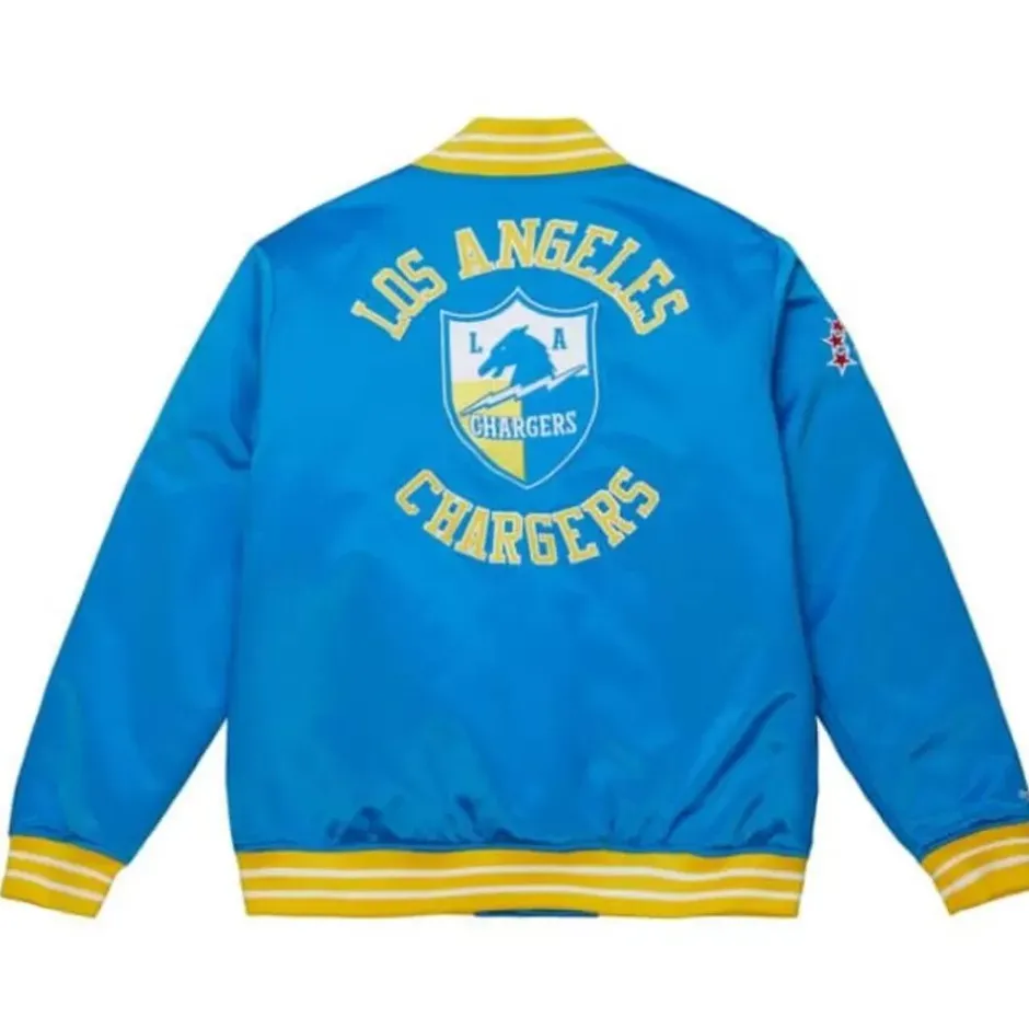 Men Mitchell & Ness Jackets & Outerwear-Heavyweight Satin Jacket Los Angeles Chargers