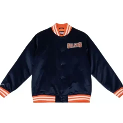 Men Mitchell & Ness Jackets & Outerwear-Heavyweight Satin Jacket Update Edmonton Oilers