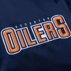 Men Mitchell & Ness Jackets & Outerwear-Heavyweight Satin Jacket Update Edmonton Oilers
