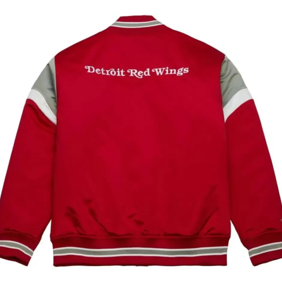 Men Mitchell & Ness Jackets & Outerwear-Heavyweight Satin Jacket Detroit Red Wings