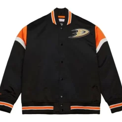 Men Mitchell & Ness Jackets & Outerwear-Heavyweight Satin Jacket Anaheim Ducks