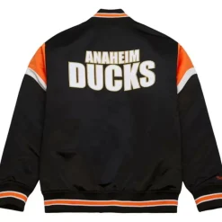 Men Mitchell & Ness Jackets & Outerwear-Heavyweight Satin Jacket Anaheim Ducks