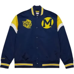 Men Mitchell & Ness Jackets & Outerwear-Heavyweight Satin Jacket University Of Michigan