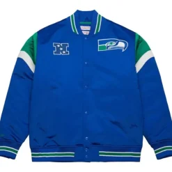 Men Mitchell & Ness Jackets & Outerwear-Heavyweight Satin Jacket Seattle Seahawks