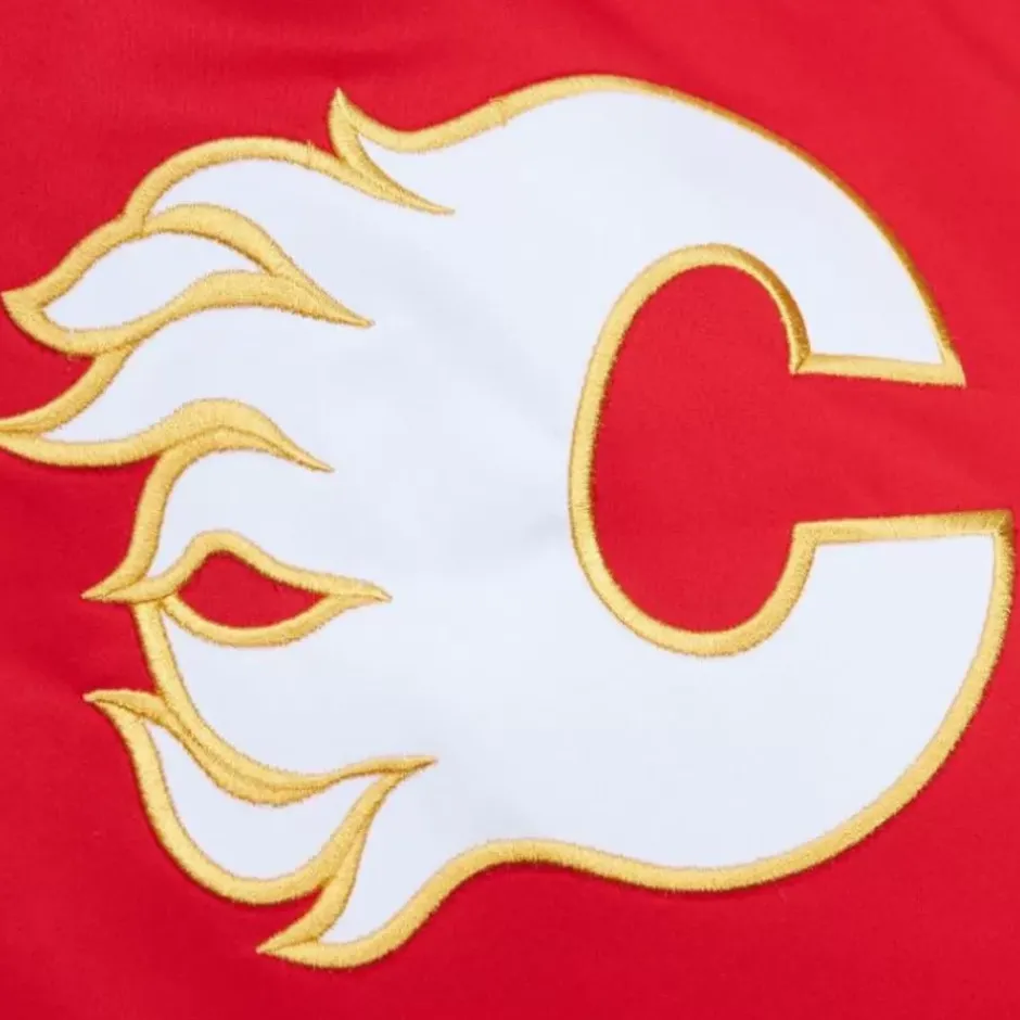 Men Mitchell & Ness Jackets & Outerwear-Heavyweight Satin Jacket Calgary Flames