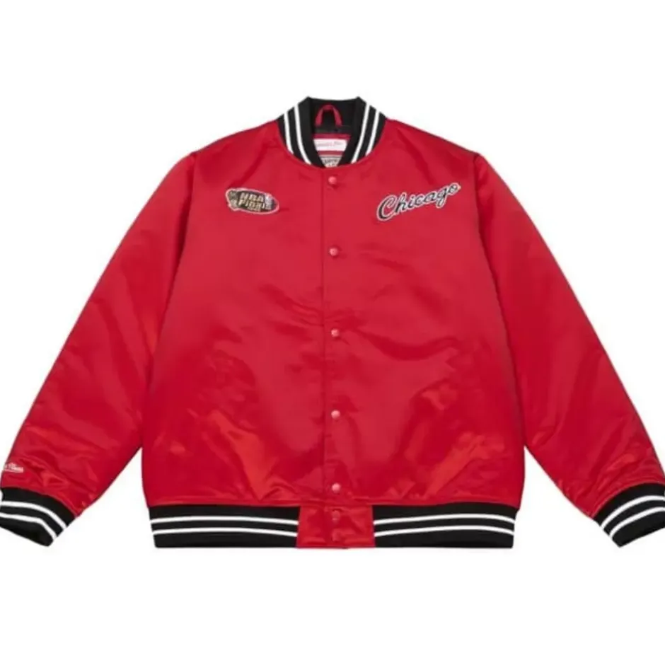 Men Mitchell & Ness Jackets & Outerwear-Heavyweight Satin Jacket Chicago Bulls