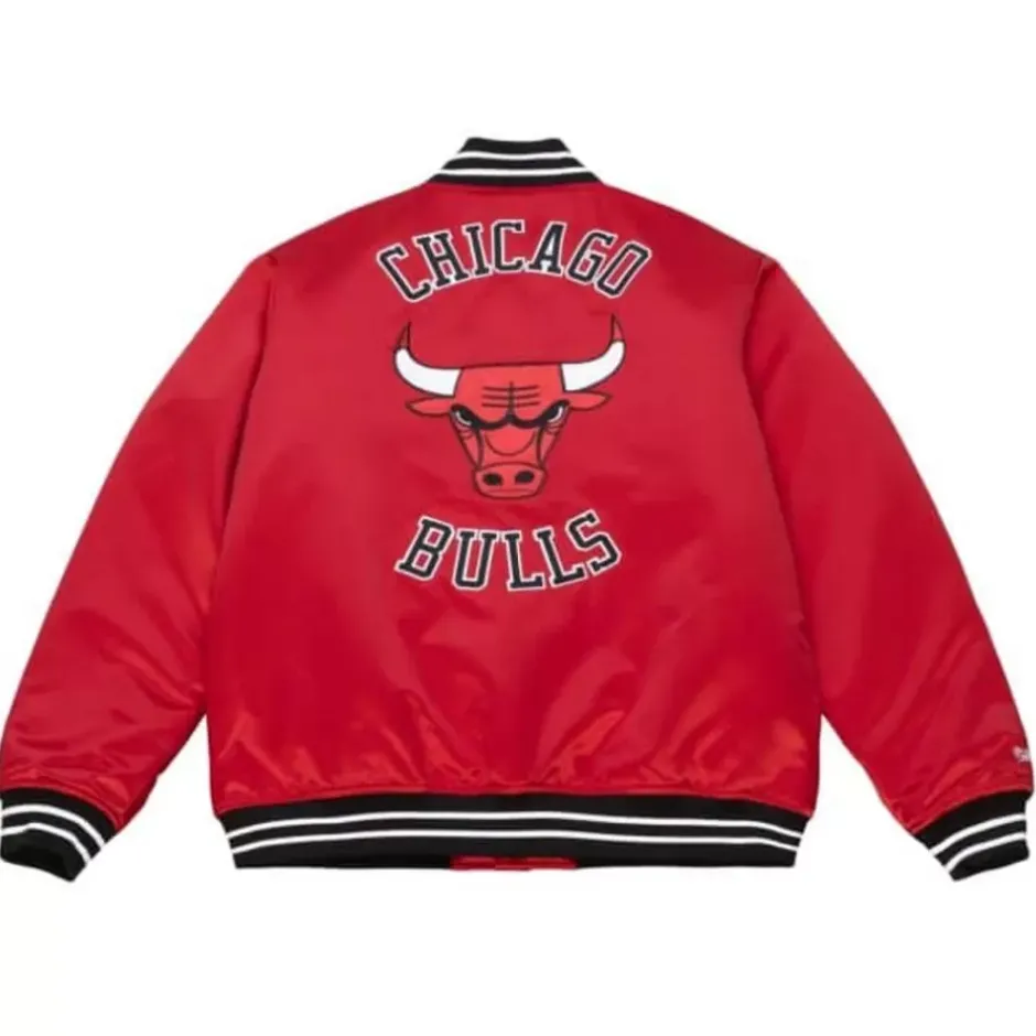 Men Mitchell & Ness Jackets & Outerwear-Heavyweight Satin Jacket Chicago Bulls